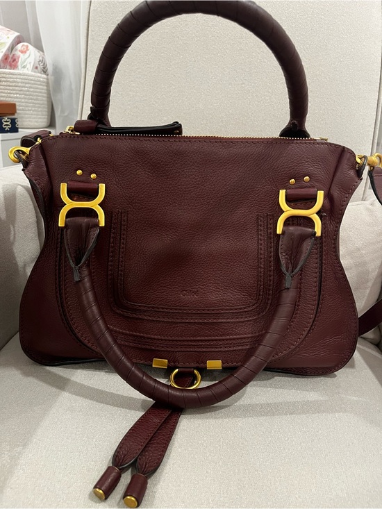 Chloe Handbags - Chloe Marcie medium Women's Leather Satchel Bag in Deep Burgundy